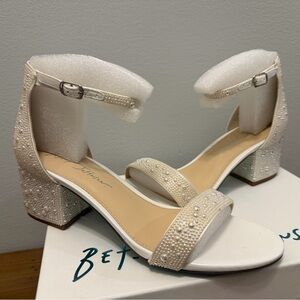 Betsey Johnson Ivory Pearl Block Heels